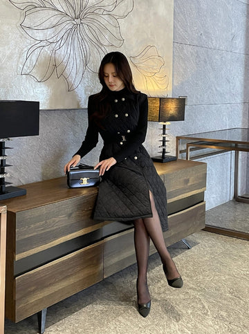 Erne Quilting Collar Lightweight Padding Vest One Piece (Belt Set)